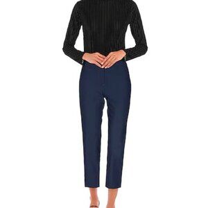 Sies Marjan cropped flat front pants in navy with red topstitch